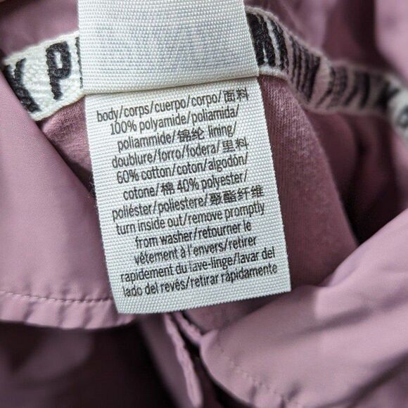 PINK Size Medium Mauve Pink Y2K Retro Windbreaker Rain Coat Snap Button Closure - Picture 8 of 8